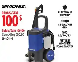 Canadian Tire Simoniz 1950 PSI 1.8 GPM Wheeled Electric Pressure Washer with Foam Blaster offer