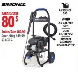 Canadian Tire Simoniz 2500 PSI 2 GPM 150cc Engine Cold Water Wheeled Gas Pressure Washer offer
