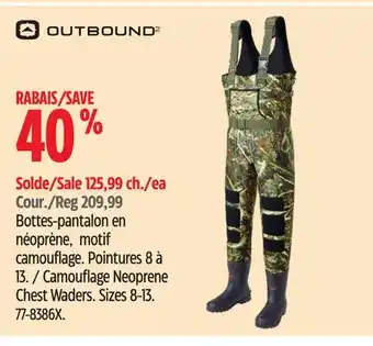 Canadian Tire OUTBOUND Camouflage Neoprene Chest Waders offer