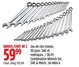 Canadian Tire MASTERCRAFT 30-PC COMBINATION WRENCH SET SAE & METRIC offer