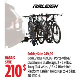 Canadian Tire RALEIGH 2 + 2 Bike Hitch Platform Carrier offer