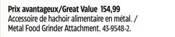 Canadian Tire KitchenAid Metal Food Grinder Attachment offer