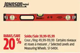 Canadian Tire Johnson Selected Levels and Measuring Wheels offer
