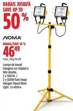 Canadian Tire NOMA 2 x 500W Twin Head Halogen Tripod Work Light offer