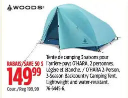 Canadian Tire Woods O'HARA 2-Person, 3-Season Backcountry Camping Tent offer