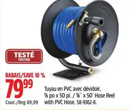 Canadian Tire Mastercraft 3⁄8˝ x 50´ Hose Reel with PVC Hose offer