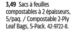 Canadian Tire Compostable 2-Ply Leaf Bags, 5-Pack offer