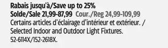 Canadian Tire For Living Selected Indoor and Outdoor Light Fixtures offer