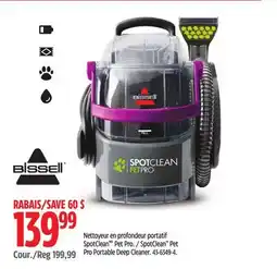 Canadian Tire Bissell SpotClean Pet Pro Portable Deep Cleaner offer