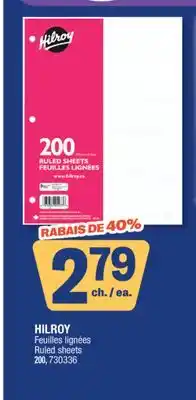 Jean Coutu HILROY Ruled sheets offer
