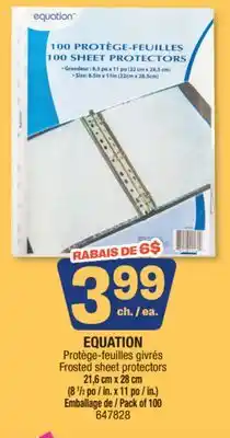 Jean Coutu EQUATION Frosted sheet protectors offer