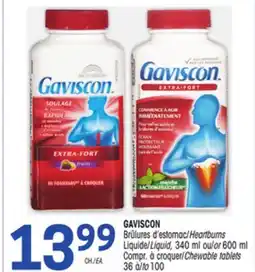 Uniprix GAVISCON Brûlures d'estomac/Heartburns Liquide/Liquid, Compr. à croquer/Chewable tablets offer