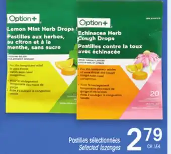 Uniprix OPTION+ Pastilles sélectionnées Selected lozenges offer