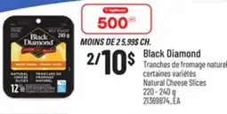 Provigo BLACK DIAMOND TRANCHES DE FROMAGE NATUREL, 220 - 240 g offer