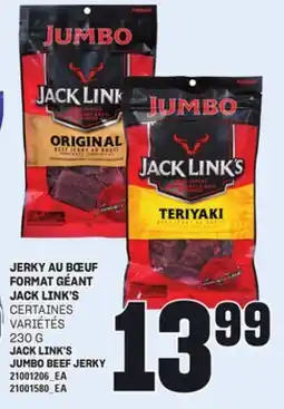 Provigo JERKY AU BŒUF FORMAT GÉANT JACK LINK'S, 230 G offer