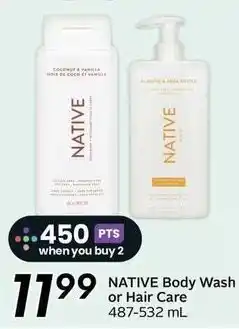 Sobeys NATIVE Body Wash or Hair Care offer