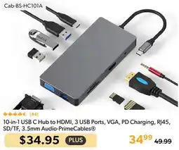 Shopper+ 10-in-1 USB C Hub to HDMI, 3 USB Ports, VGA, PD Charging, RJ45, SD/TF, 3.5mm Audio-PrimeCables offer