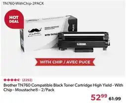 123Ink Brother TN760 Compatible Black Toner Cartridge High Yield - With Chip - Moustache - 2/Pack offer