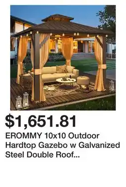 Bed Bath & Beyond EROMMY 10x10 Outdoor Hardtop Gazebo w Galvanized Steel Double Roof and Aluminum Frame,w Curtains and Nettings offer