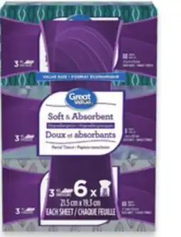 Walmart Great Value Facial Tissue 6-Pack offer