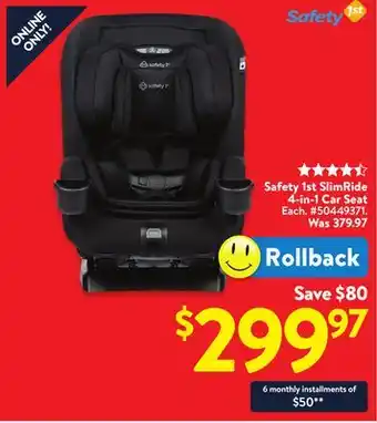 Walmart Safety 1st SlimRide 4-in-1 Car Seat offer