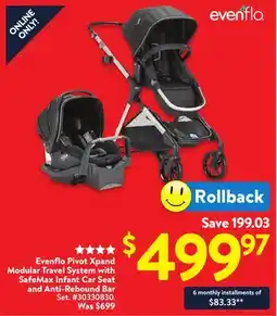Walmart Evenflo Pivot Xpand Modular Travel System with SafeMax Infant Car Seat and Anti-Rebound Bar offer