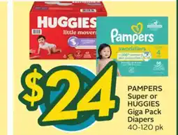 Sobeys PAMPERS Super or HUGGIES Giga Pack Diapers offer