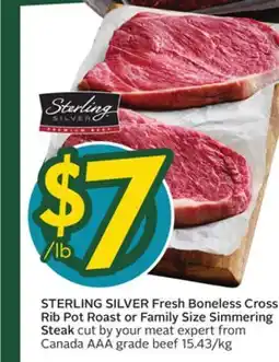Sobeys STERLING SILVER Fresh Boneless Cross Rib Pot Roast offer