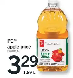 Fortinos PC apple juice, 1.89 L offer