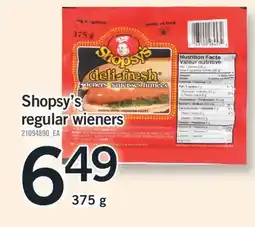 Fortinos SHOPSY'S REGULAR WIENERS 375 g offer