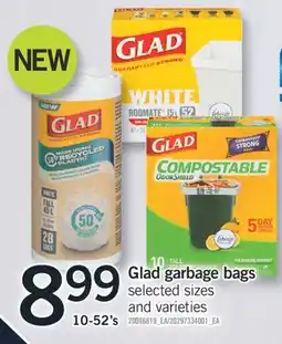 Fortinos GLAD GARBAGE BAGS 10-52's offer
