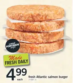Fortinos FRESH ATLANTIC SALMON BURGER offer
