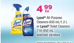 Fortinos Lysol All-Purpose Cleaners 650 mL/1.2 L or Lysol Toilet Cleaners 710-950 mL offer