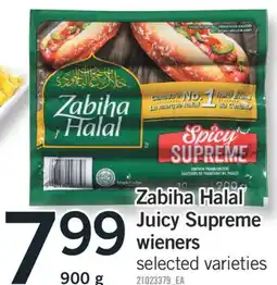 Fortinos ZABIHA HALAL JUICY SUPREME WIENERS 900 g offer