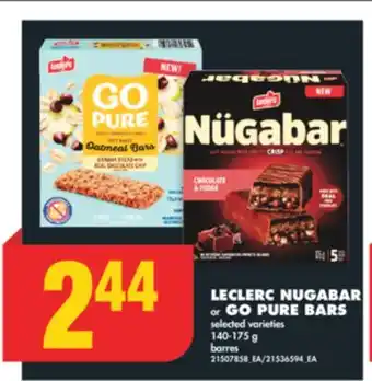 No Frills LECLERC NUGABAR or GO PURE BARS, 140-175 g offer