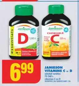 No Frills JAMIESON VITAMINS C or D, 75-240's offer