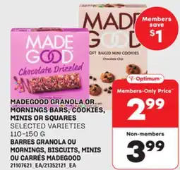 Independent Grocer MADEGOOD GRANOLA OR MORNINGS BARS, COOKIES, MINIS OR SQUARES, 110-150 G offer
