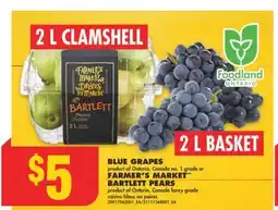 No Frills BLUE GRAPES, 2 L BASKET OR FARMER'S MARKET BARTLETT PEARS, 2 L BASKET offer