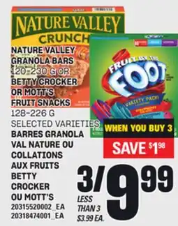Independent Grocer NATURE VALLEY GRANOLA BARS 120-230 G OR BETTY CROCKER OR MOTT'S FRUIT SNACKS 128-226 G offer
