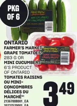 Independent Grocer FARMER'S MARKET GRAPE TOMATOES, 283 G OR MINI CUCUMBERS 6'S offer