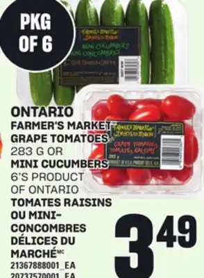 Independent Grocer FARMER'S MARKET GRAPE TOMATOES, 283 G OR MINI CUCUMBERS 6'S offer