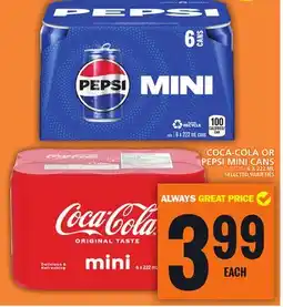 Food Basics COCA-COLA OR PEPSI MINI CANS offer