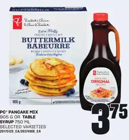 Loblaws PC PANCAKE MIX, 905 G OR TABLE OR SYRUP, 750 ML offer