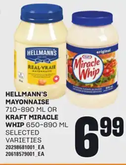 Loblaws HELLMANN'S MAYONNAISE, 710-890 ML OR KRAFT MIRACLE WHIP, 650-890 ML offer