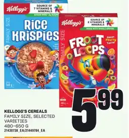 Loblaws KELLOGG'S CEREALS, 480-650 G offer