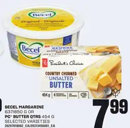 Loblaws BECEL MARGARINE, 637/850 G OR PC BUTTER QTRS, 454 G offer