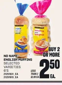 Loblaws NO NAME ENGLISH MUFFINS, 6'S offer
