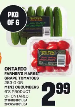 Loblaws FARMER'S MARKET GRAPE TOMATOES 283 G OR OR MINI CUCUMBERS offer