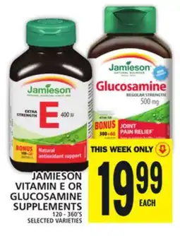 Food Basics JAMIESON VITAMIN E OR GLUCOSAMINE SUPPLEMENTS offer