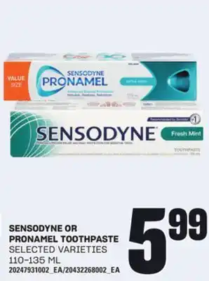 Loblaws SENSODYNE OR PRONAMEL TOOTHPASTE, 110-135 ML offer